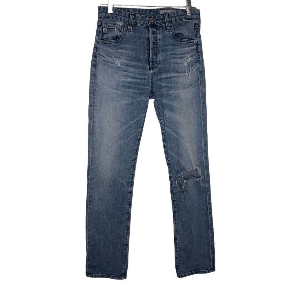 AG Adriano Goldschmied AG-ED Light/Medium Wash Deconstructed Boho Jeans Size 0